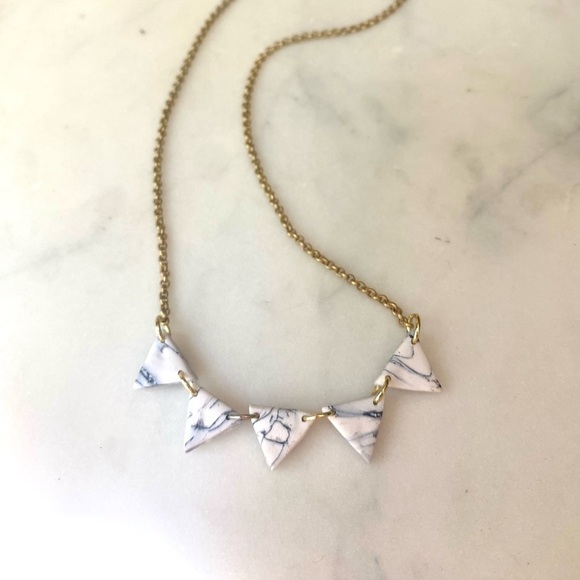 Handmade Polymer Clay Marble and gold chain necklace - Picture 4 of 6